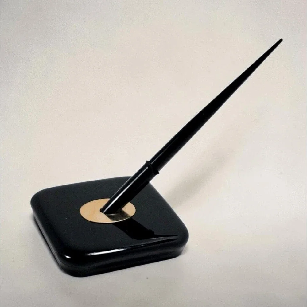Vintage Sheaffer's Desk Fountain Pen Set F1 Fine Nib Black Bronze Base MCM Decor